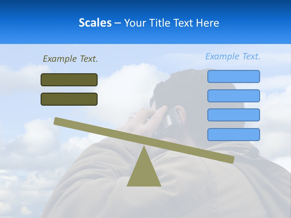 A Man Talking On A Cell Phone With Clouds In The Background PowerPoint Template