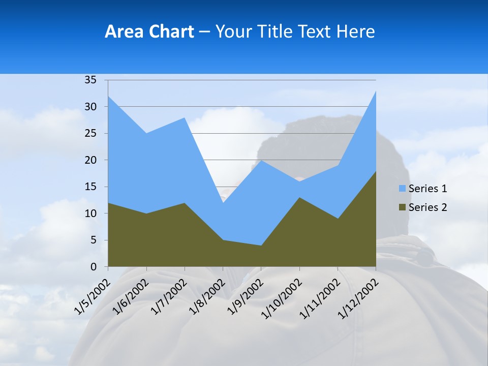A Man Talking On A Cell Phone With Clouds In The Background PowerPoint Template