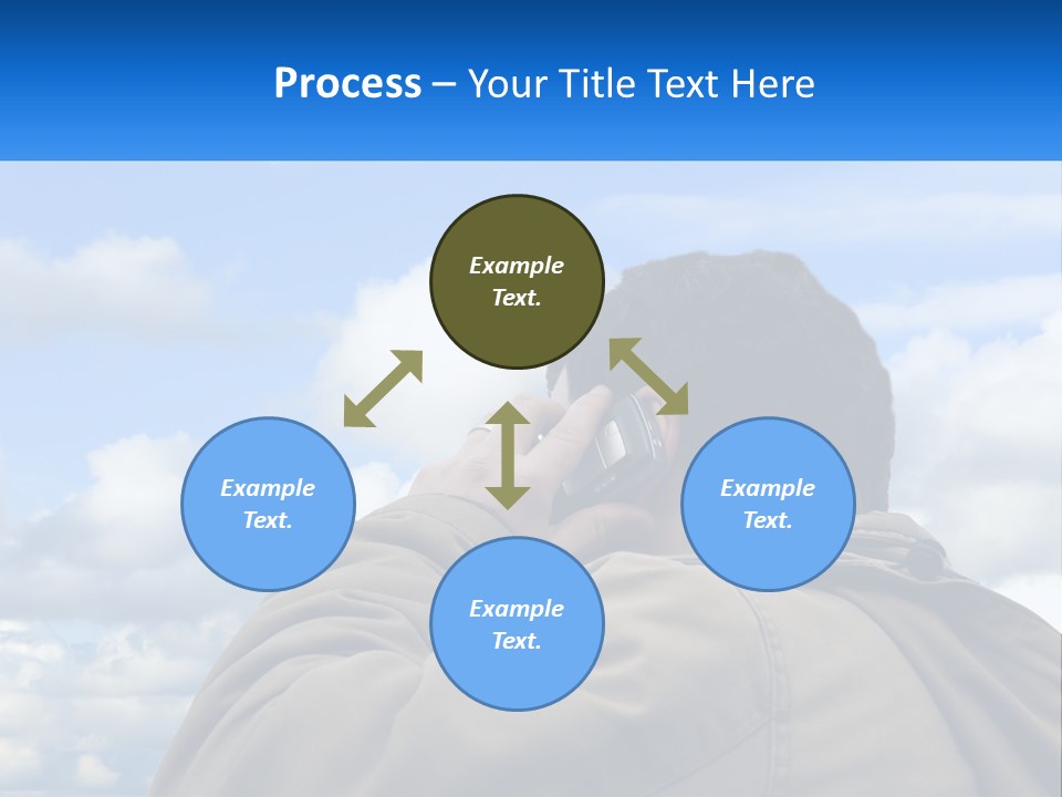 A Man Talking On A Cell Phone With Clouds In The Background PowerPoint Template