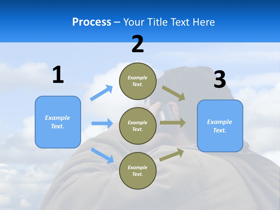 A Man Talking On A Cell Phone With Clouds In The Background PowerPoint Template