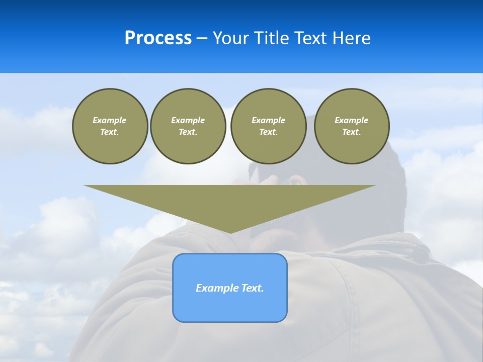 A Man Talking On A Cell Phone With Clouds In The Background PowerPoint Template