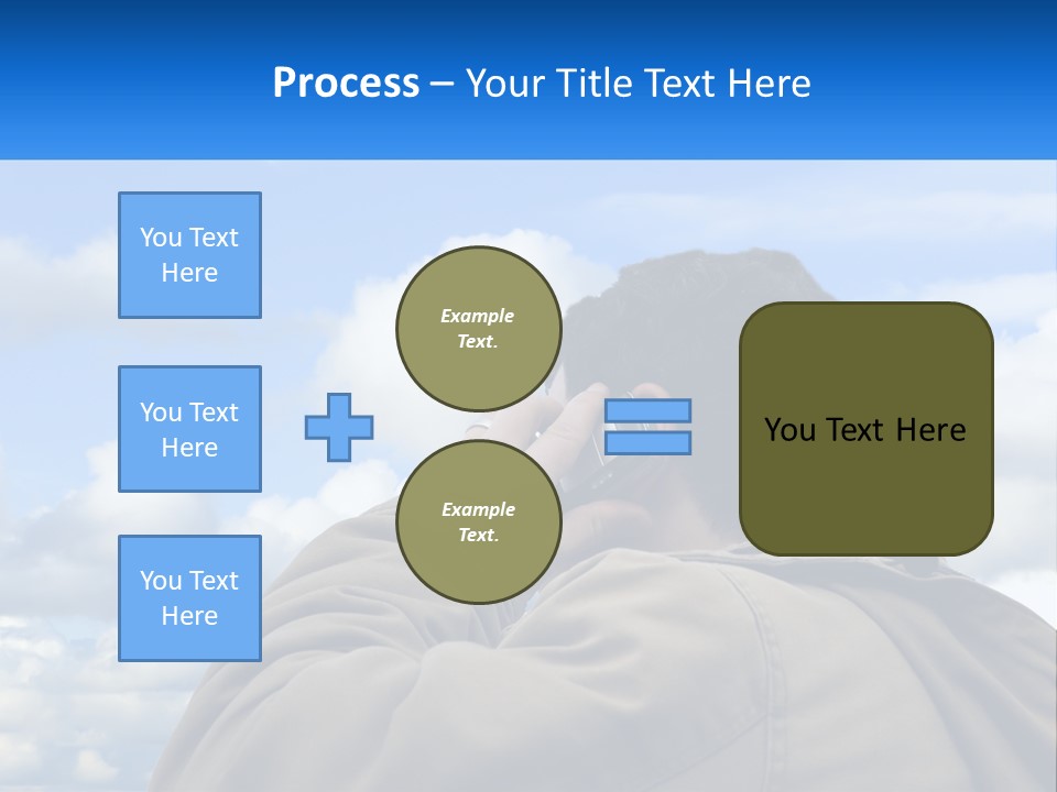 A Man Talking On A Cell Phone With Clouds In The Background PowerPoint Template