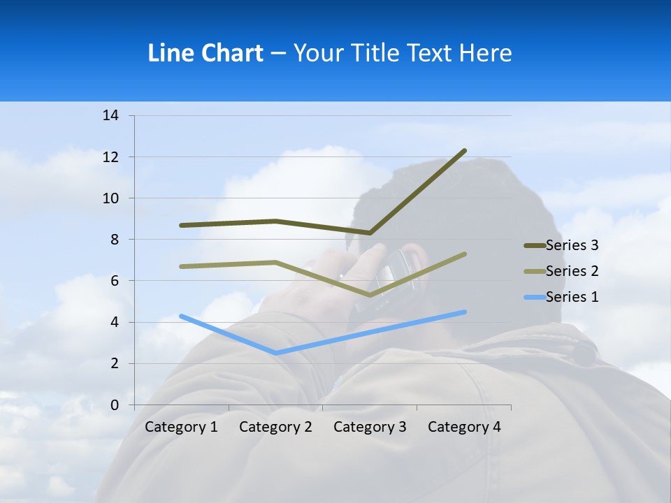 A Man Talking On A Cell Phone With Clouds In The Background PowerPoint Template