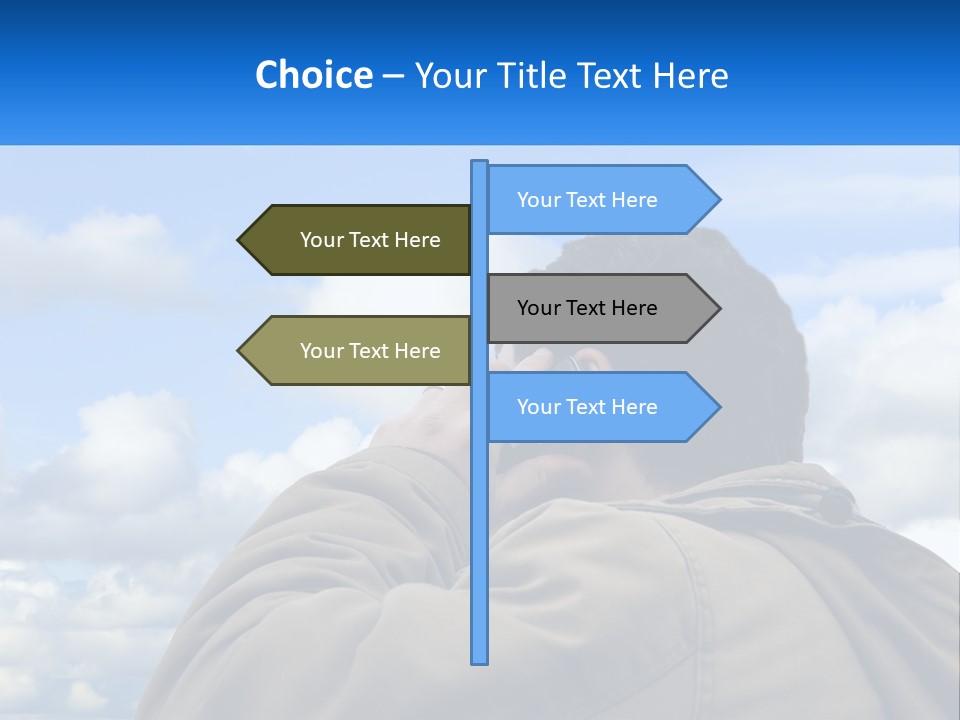 A Man Talking On A Cell Phone With Clouds In The Background PowerPoint Template
