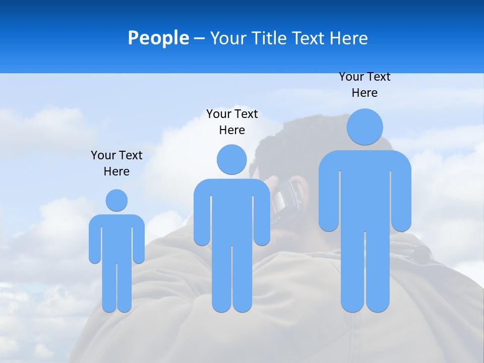 A Man Talking On A Cell Phone With Clouds In The Background PowerPoint Template