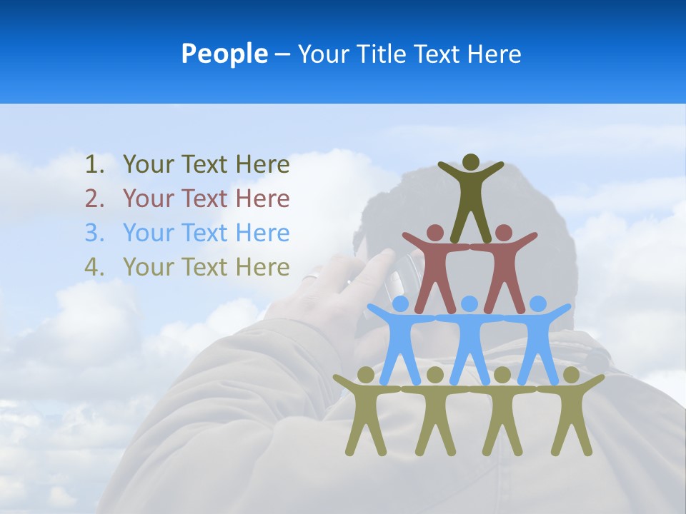 A Man Talking On A Cell Phone With Clouds In The Background PowerPoint Template