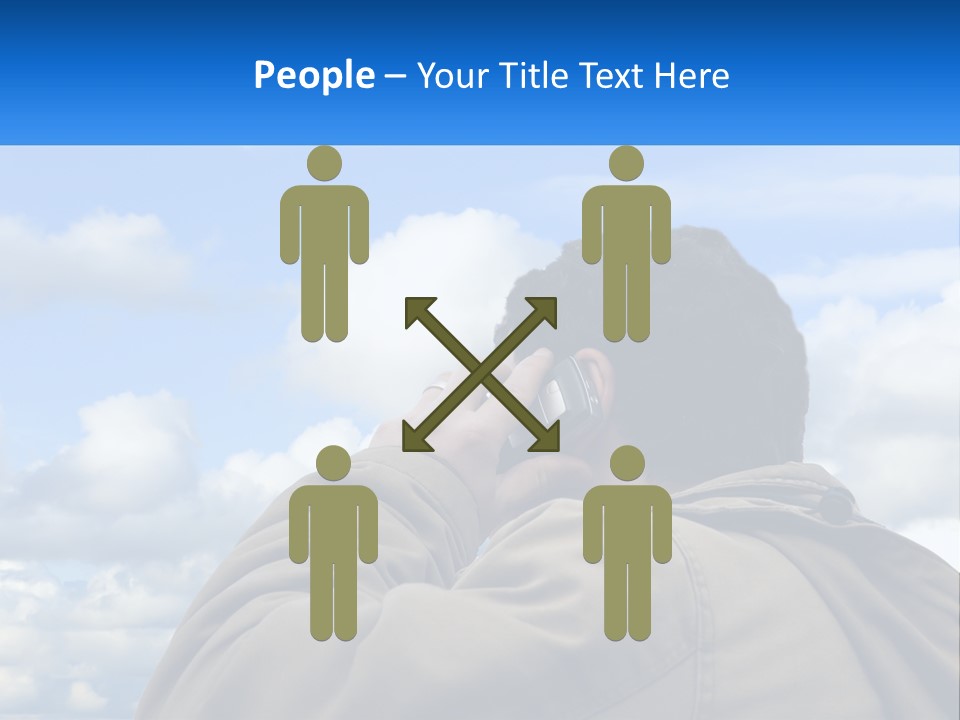 A Man Talking On A Cell Phone With Clouds In The Background PowerPoint Template