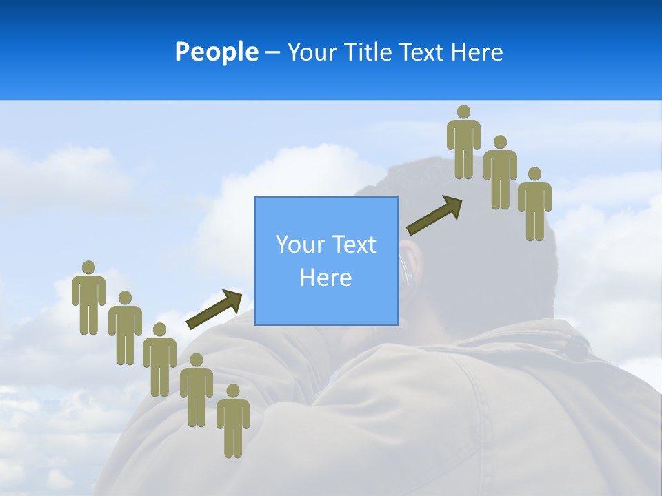 A Man Talking On A Cell Phone With Clouds In The Background PowerPoint Template