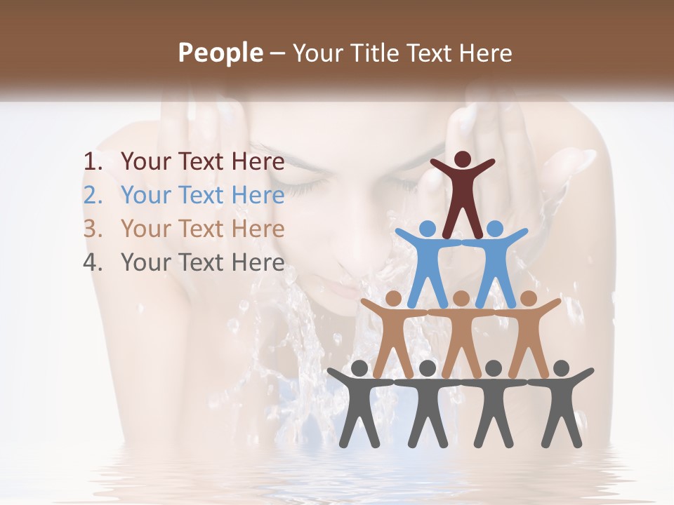 A Woman Is Washing Her Face With Water PowerPoint Template