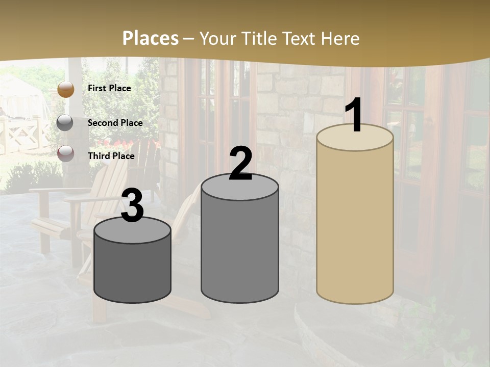 A House With A Stone Patio And Wooden Doors PowerPoint Template