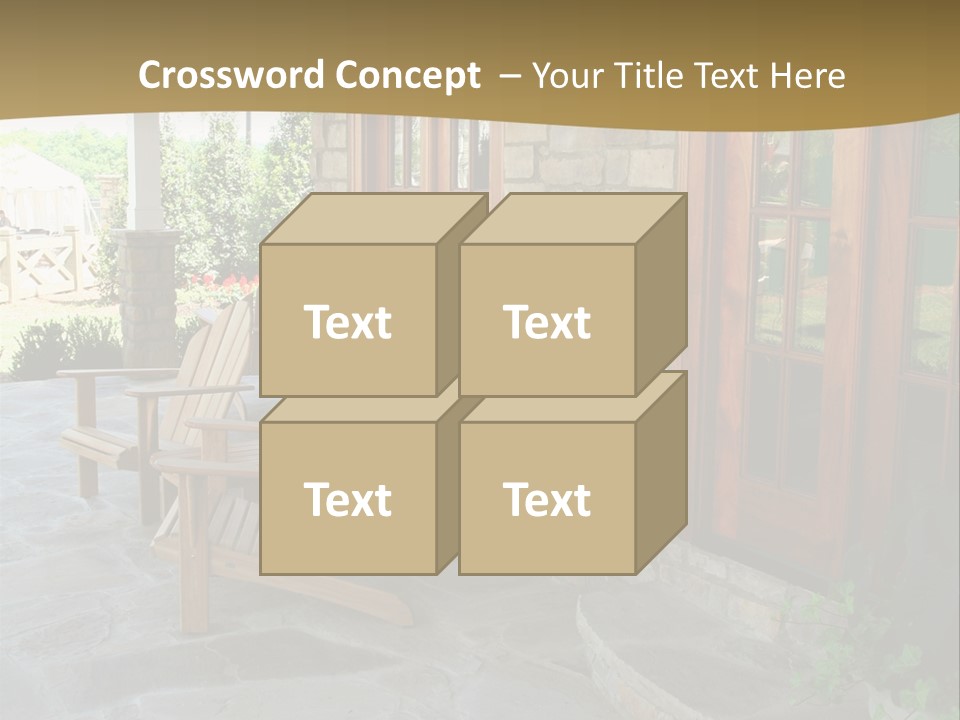 A House With A Stone Patio And Wooden Doors PowerPoint Template