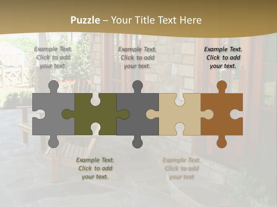 A House With A Stone Patio And Wooden Doors PowerPoint Template
