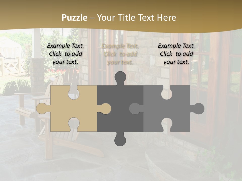 A House With A Stone Patio And Wooden Doors PowerPoint Template