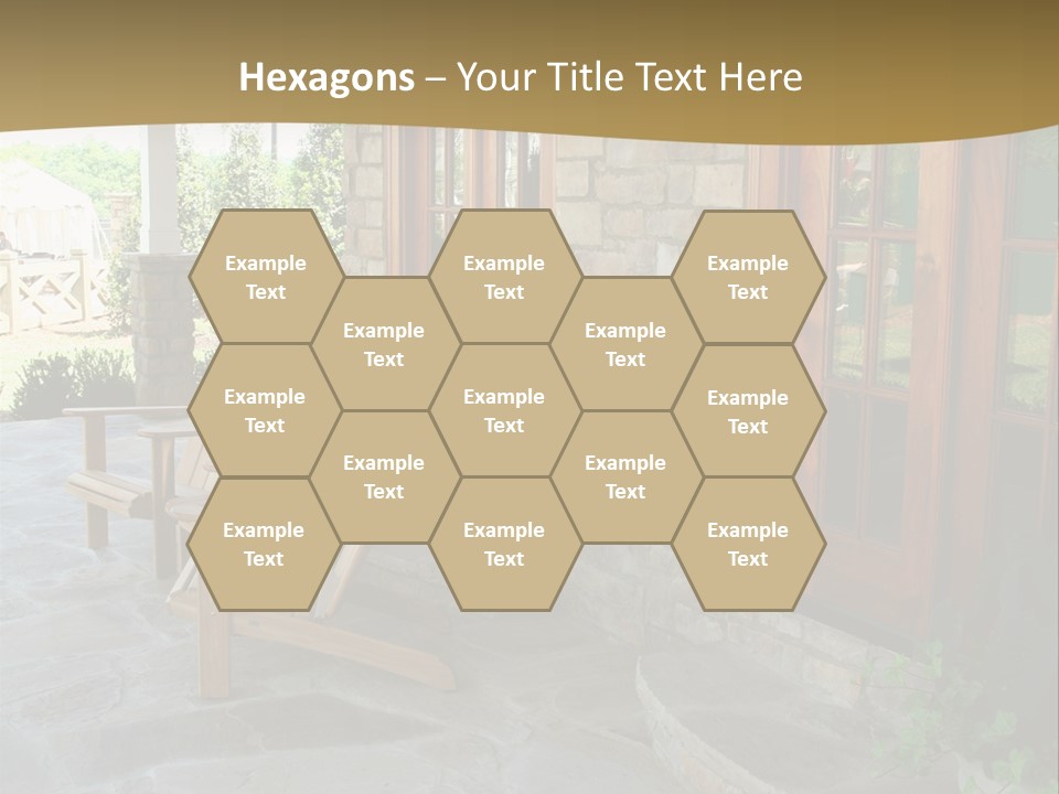 A House With A Stone Patio And Wooden Doors PowerPoint Template