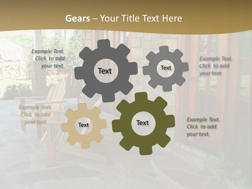 A House With A Stone Patio And Wooden Doors PowerPoint Template