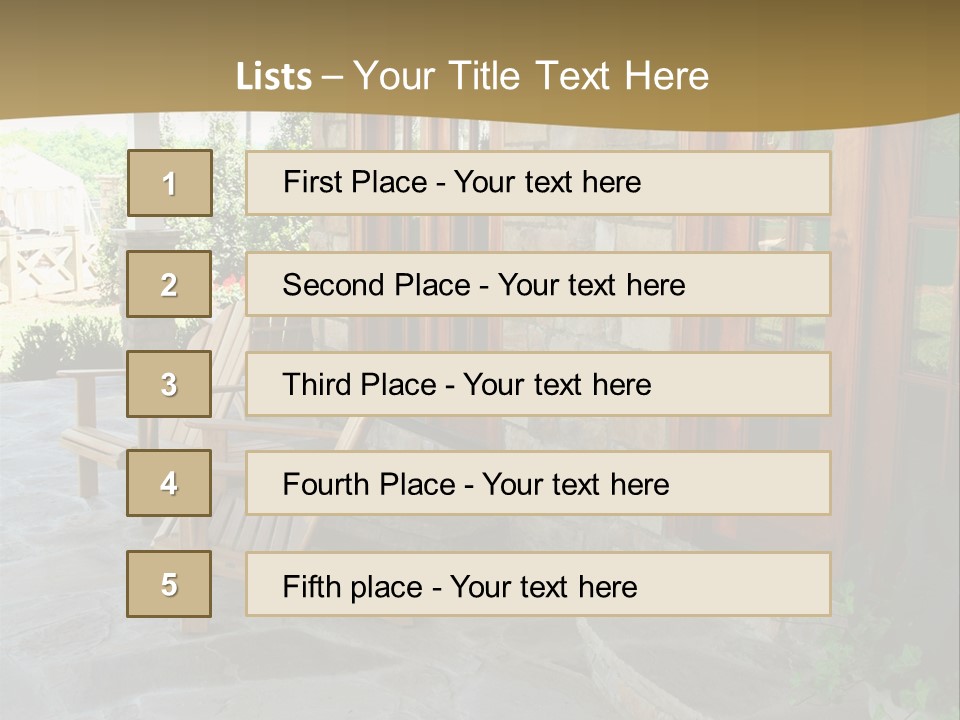 A House With A Stone Patio And Wooden Doors PowerPoint Template