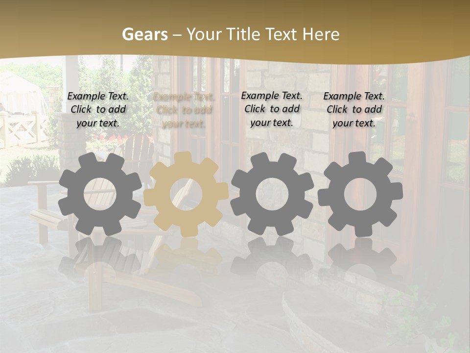 A House With A Stone Patio And Wooden Doors PowerPoint Template