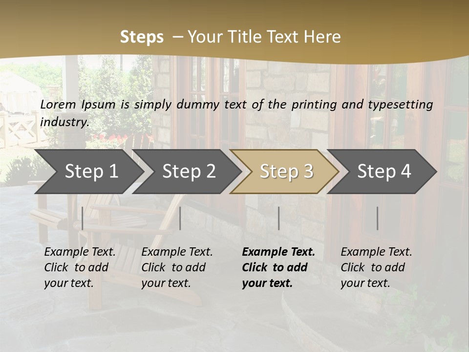 A House With A Stone Patio And Wooden Doors PowerPoint Template