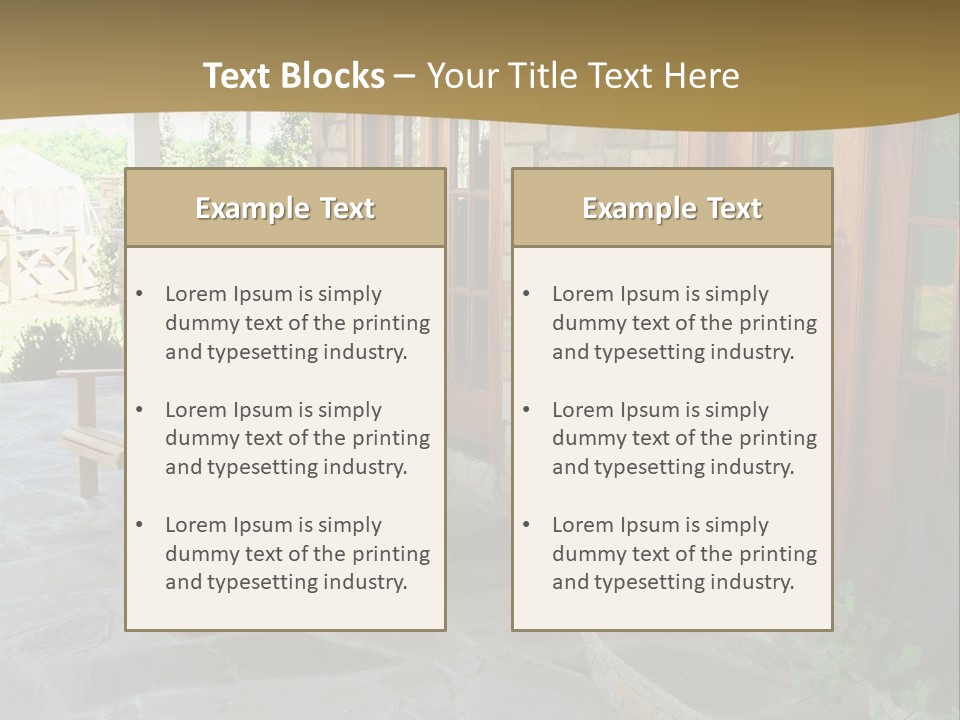 A House With A Stone Patio And Wooden Doors PowerPoint Template