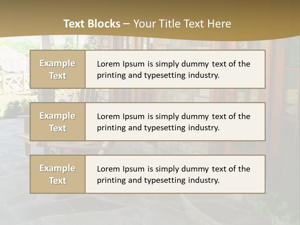 A House With A Stone Patio And Wooden Doors PowerPoint Template