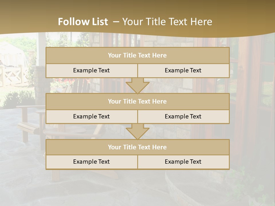 A House With A Stone Patio And Wooden Doors PowerPoint Template