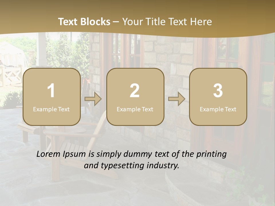 A House With A Stone Patio And Wooden Doors PowerPoint Template