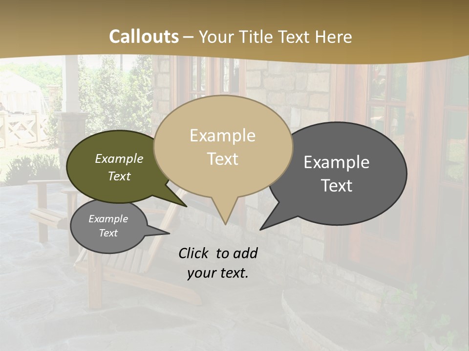 A House With A Stone Patio And Wooden Doors PowerPoint Template