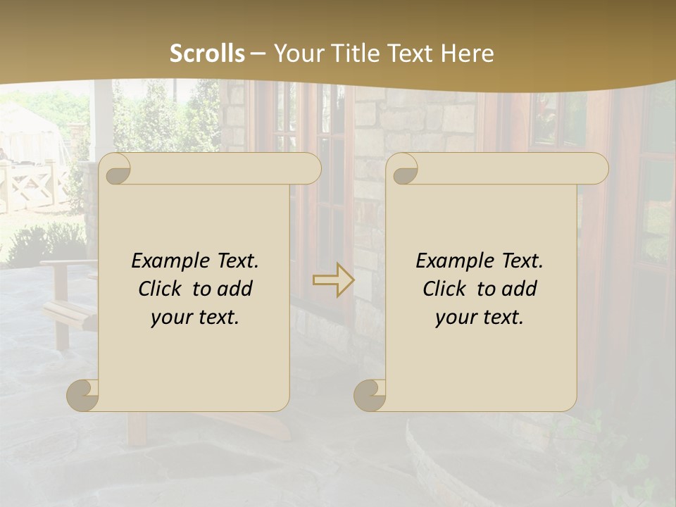 A House With A Stone Patio And Wooden Doors PowerPoint Template