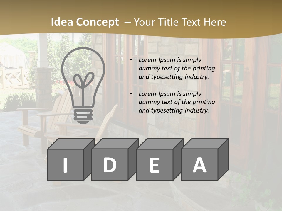 A House With A Stone Patio And Wooden Doors PowerPoint Template