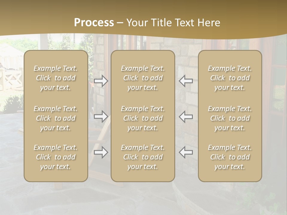 A House With A Stone Patio And Wooden Doors PowerPoint Template