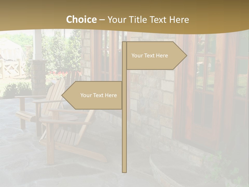 A House With A Stone Patio And Wooden Doors PowerPoint Template
