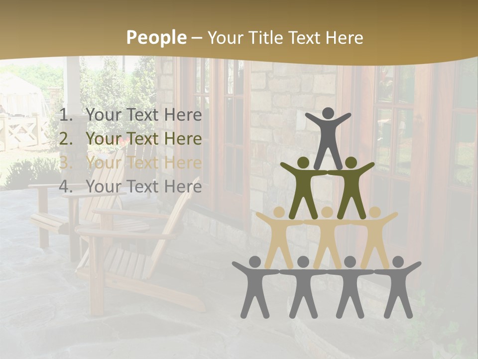 A House With A Stone Patio And Wooden Doors PowerPoint Template