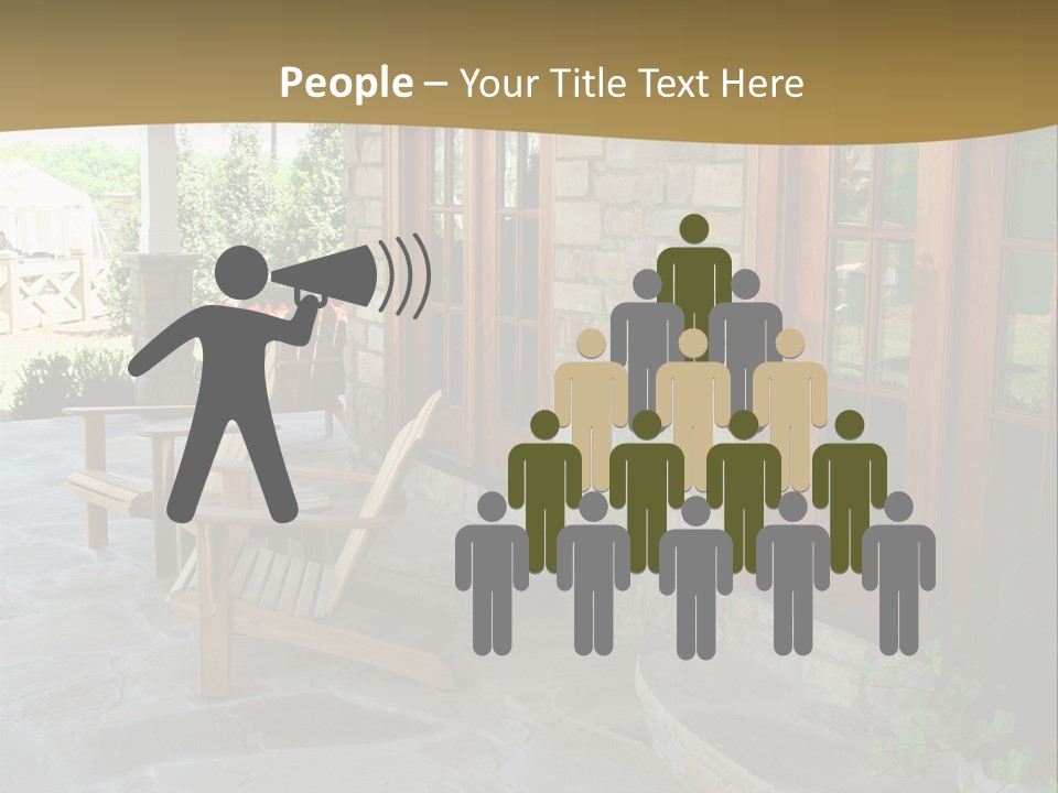 A House With A Stone Patio And Wooden Doors PowerPoint Template