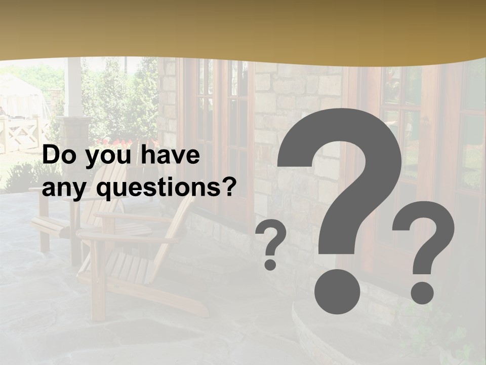 A House With A Stone Patio And Wooden Doors PowerPoint Template