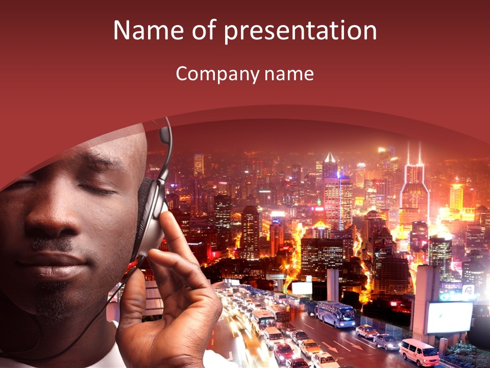 Building Earphones Music PowerPoint Template