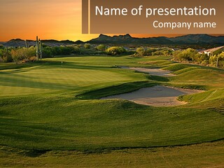 Golfing Course Cactus PowerPoint Template