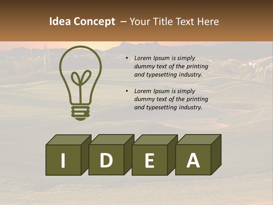 Golfing Course Cactus PowerPoint Template