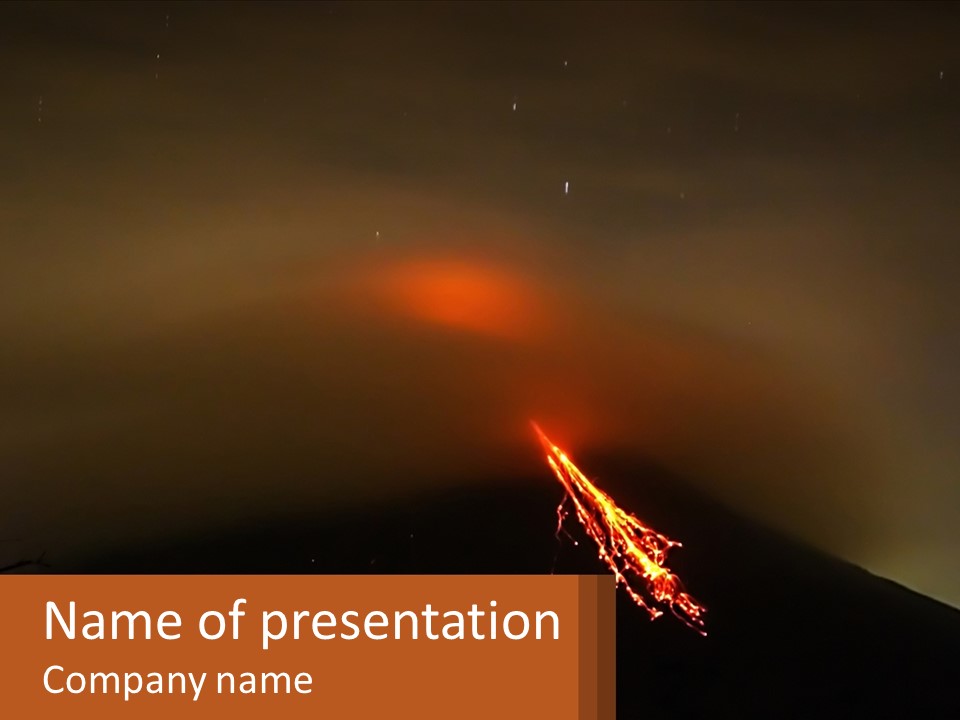 A Volcano In The Sky With A Bright Orange Glow PowerPoint Template