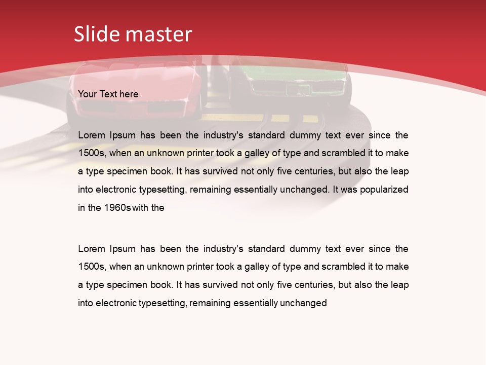 Sports Car Race Track Slot Cars PowerPoint Template