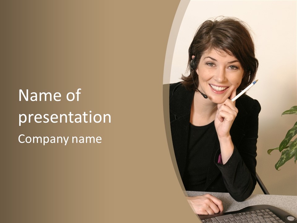 Woman Female Working PowerPoint Template