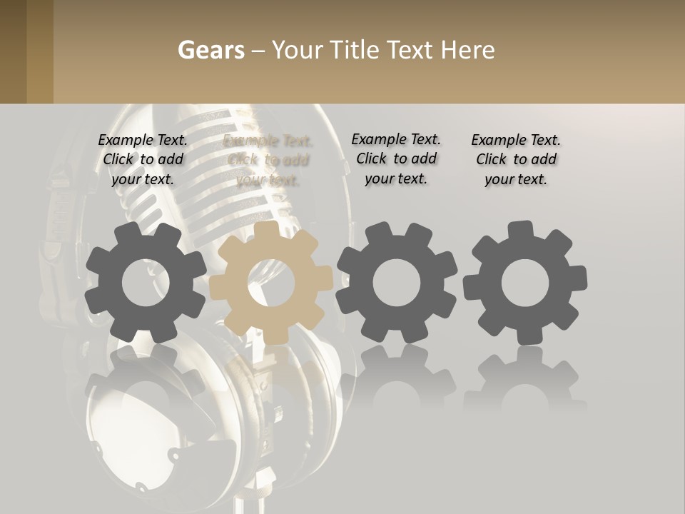 A Microphone With Headphones And A Microphone On Top Of It PowerPoint Template