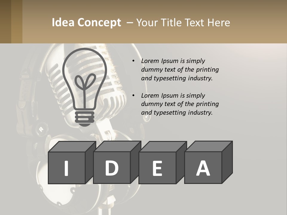 A Microphone With Headphones And A Microphone On Top Of It PowerPoint Template