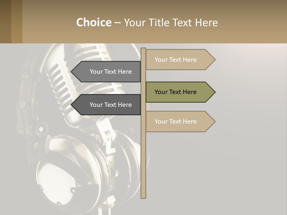 A Microphone With Headphones And A Microphone On Top Of It PowerPoint Template