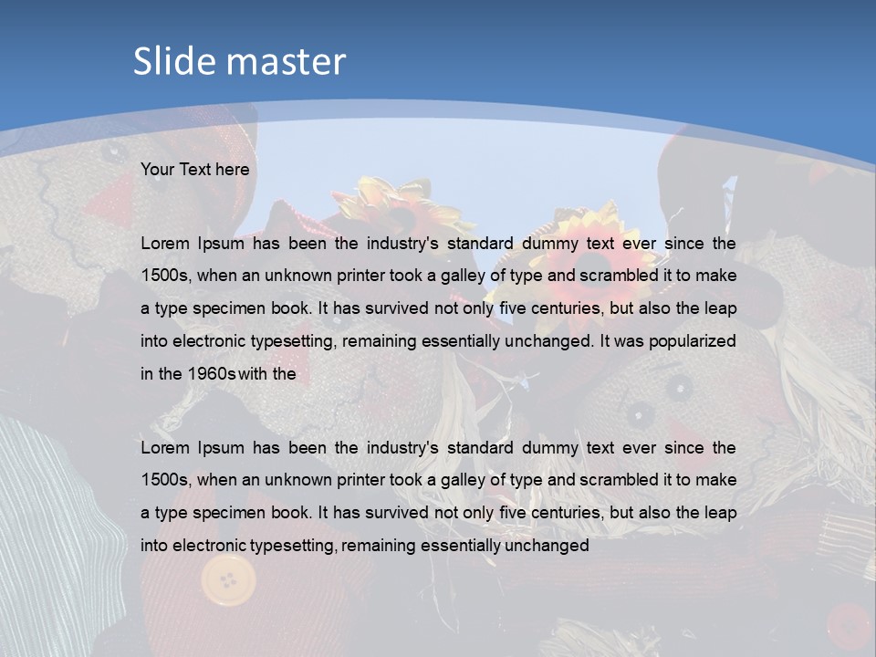 A Group Of Scarecrows Sitting Next To Each Other PowerPoint Template