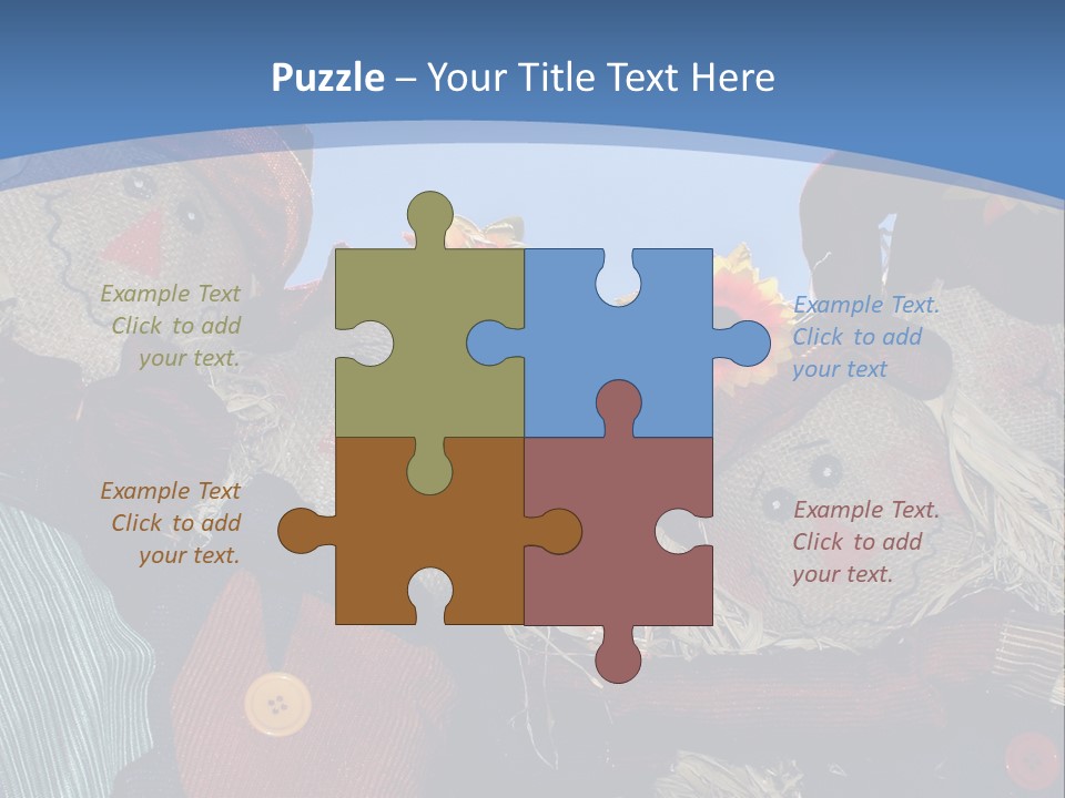 A Group Of Scarecrows Sitting Next To Each Other PowerPoint Template