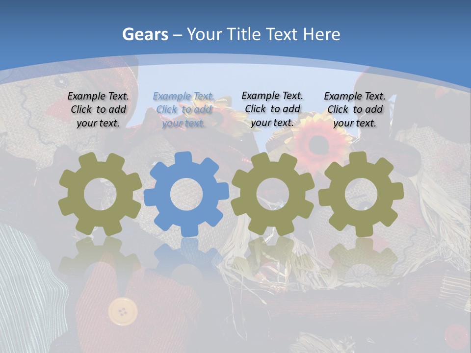 A Group Of Scarecrows Sitting Next To Each Other PowerPoint Template