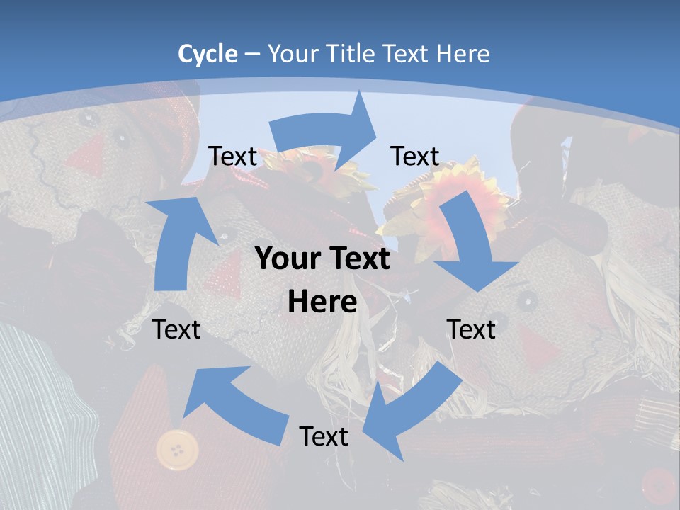 A Group Of Scarecrows Sitting Next To Each Other PowerPoint Template
