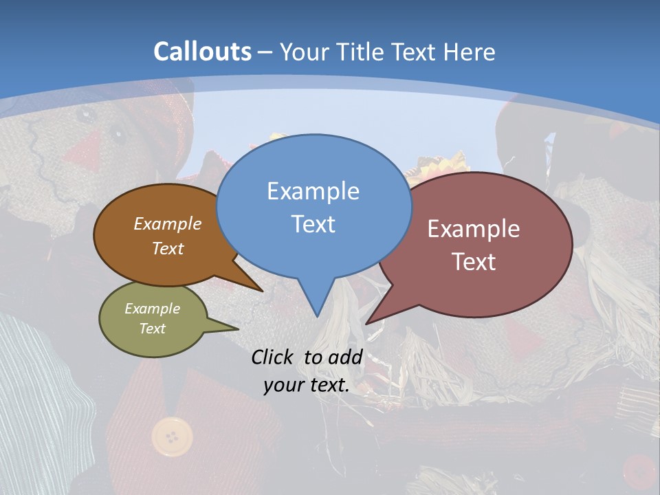 A Group Of Scarecrows Sitting Next To Each Other PowerPoint Template