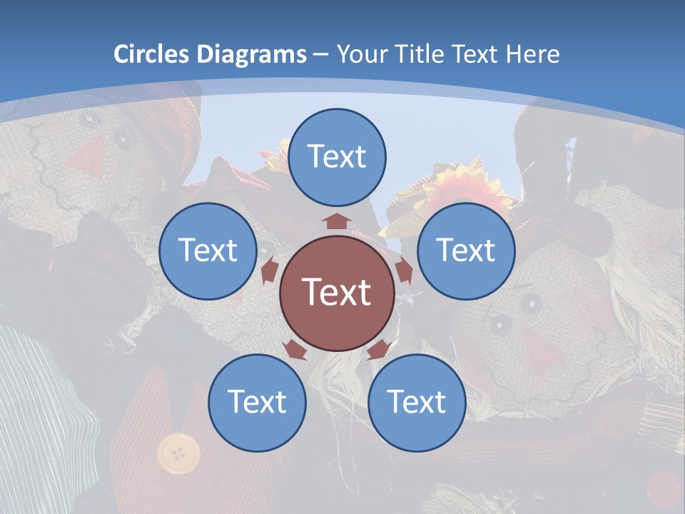 A Group Of Scarecrows Sitting Next To Each Other PowerPoint Template