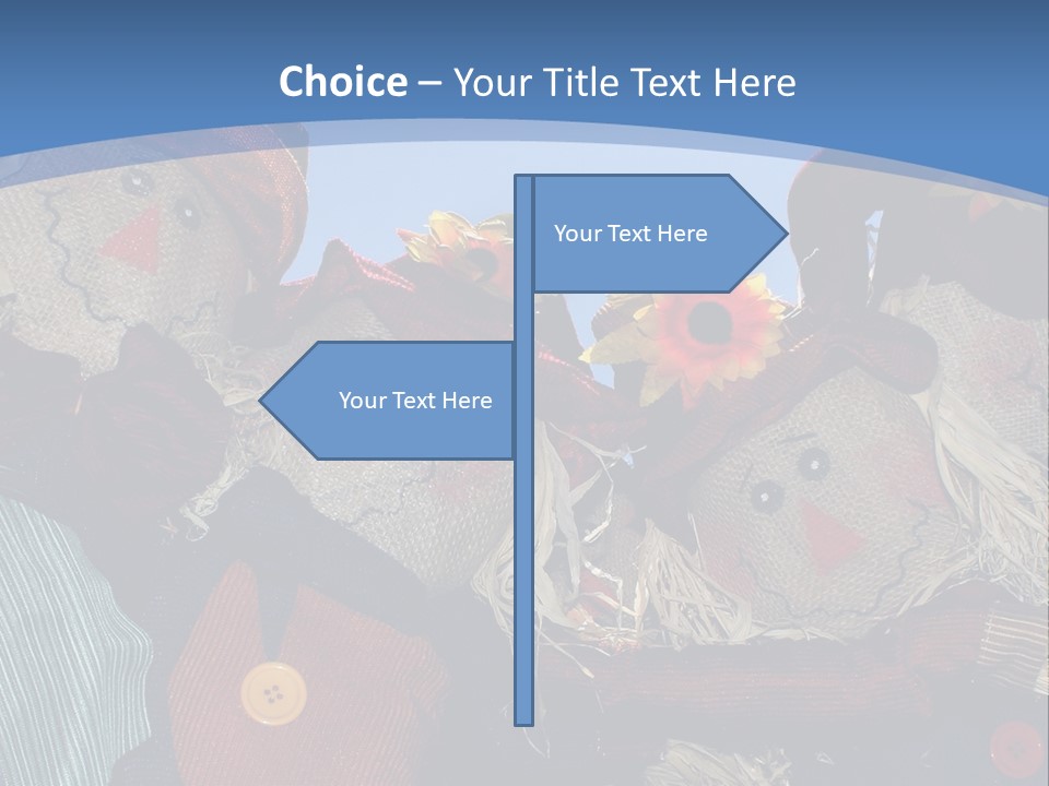 A Group Of Scarecrows Sitting Next To Each Other PowerPoint Template